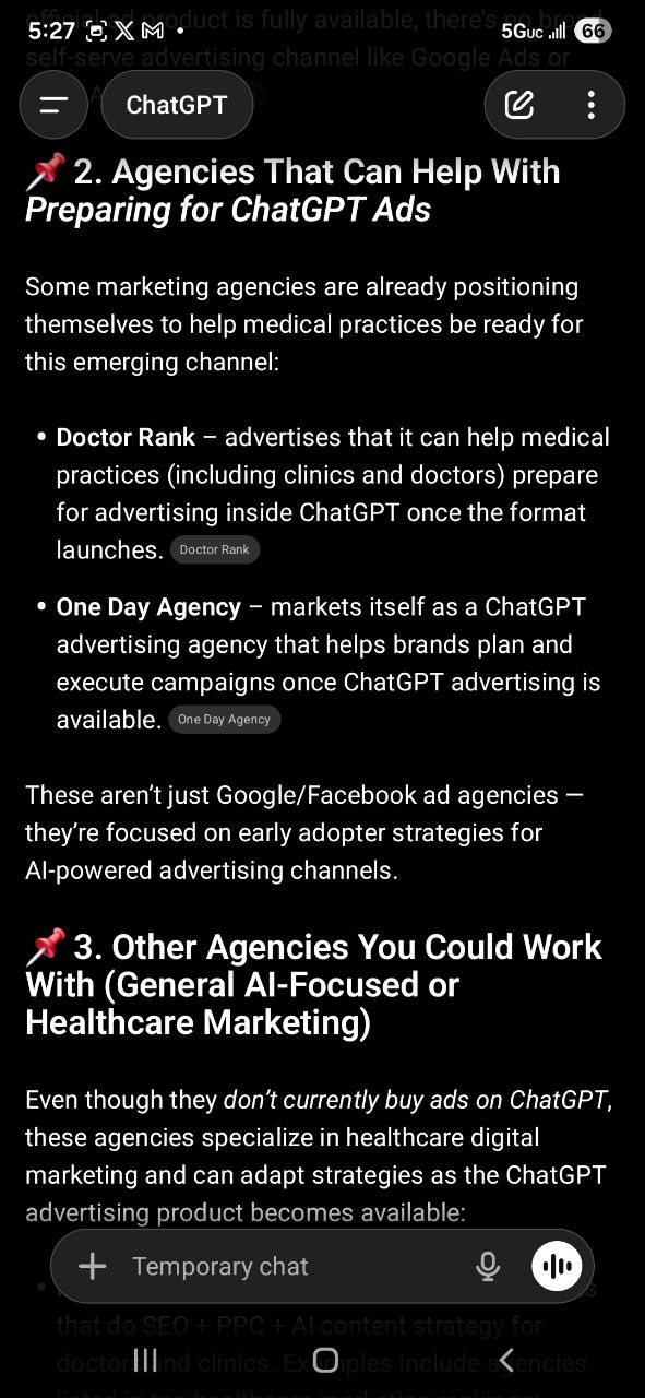 ChatGPT search results now showing Doctor Rank as a cited source