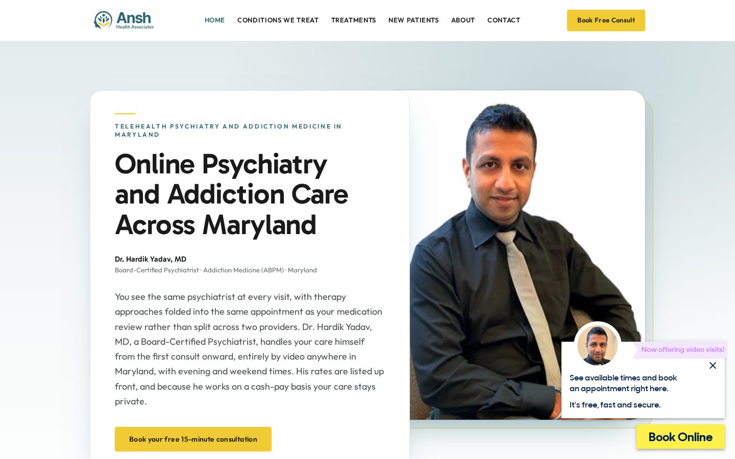 Ansh Health Associates website designed by Doctor Rank