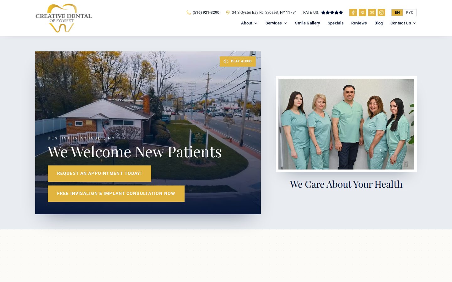 Creative Dental of Syosset website designed by Doctor Rank