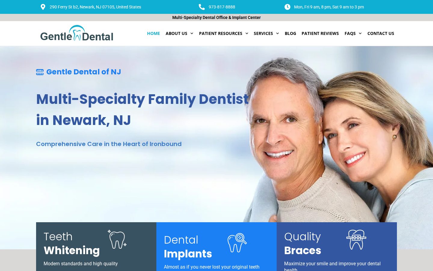 Gentle Dental of NJ website designed by Doctor Rank