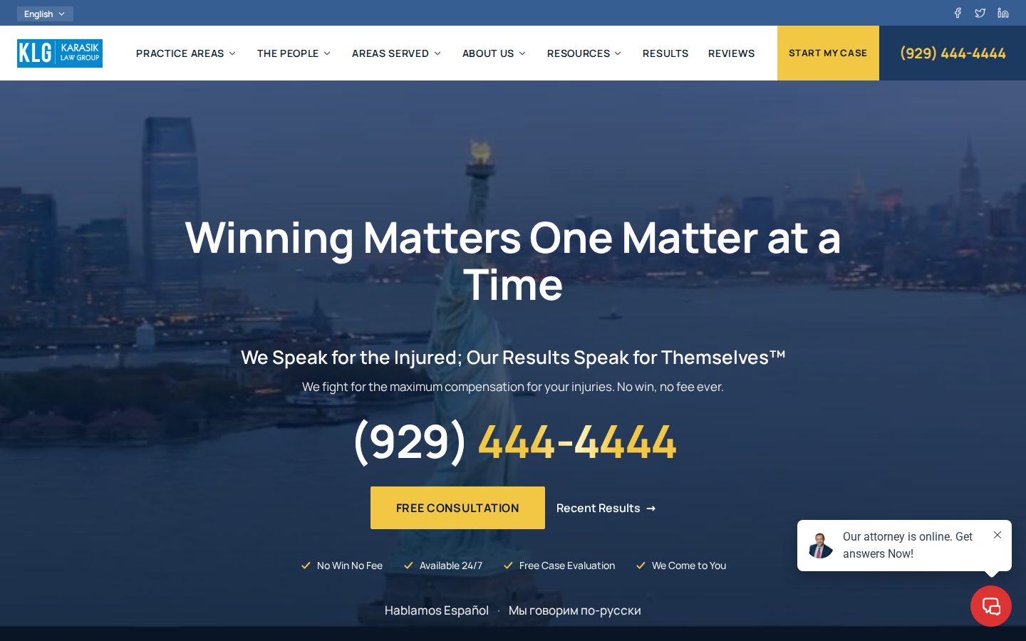 Karasik Law Group website designed by Doctor Rank